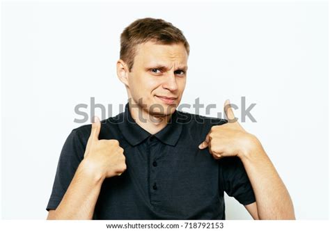 Male Hand Forefinger Pointing Himself On Stock Photo 718792153