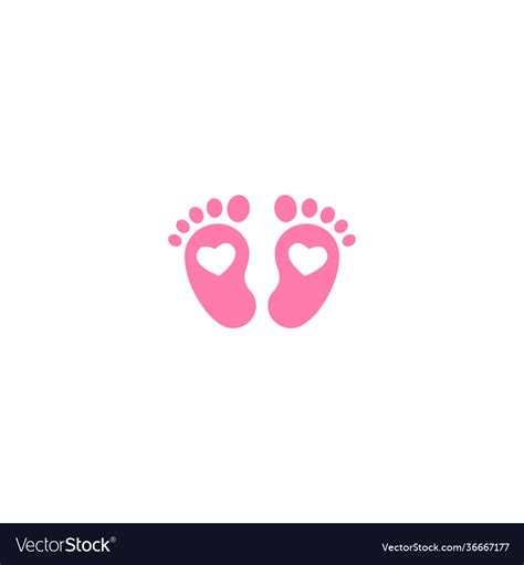 Pink Kids Or Baby Feet And Foot Steps With Heart Vector Image