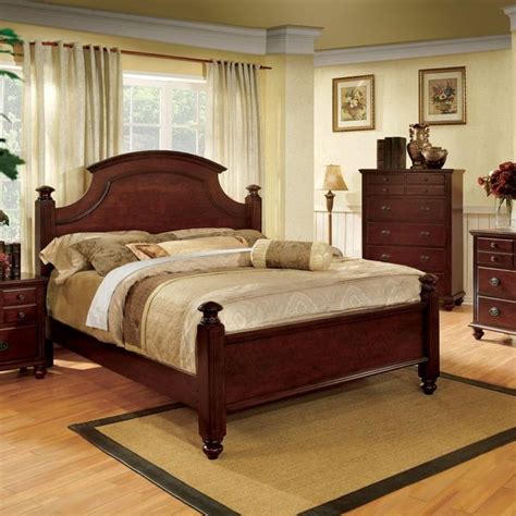Furniture Of America Bow Cherry Solid Wood Four Poster Bed Bed Bath