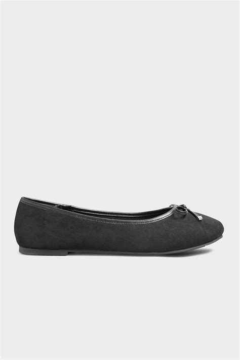 black faux suede ballerina pumps in extra wide fit long tall sally