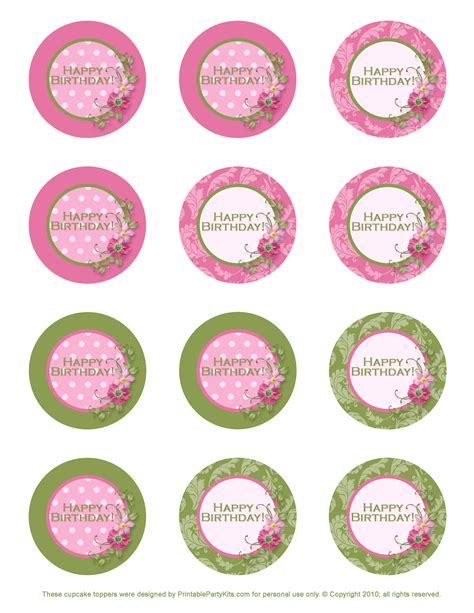 Click here to add your own text. Freebie Birthday Cupcake Toppers - Printable Party Kits