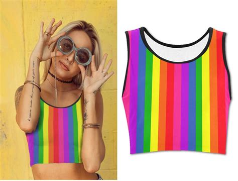 Rainbow Crop Top Pride Flag Colorful Cropped Tshirt I Red Etsy