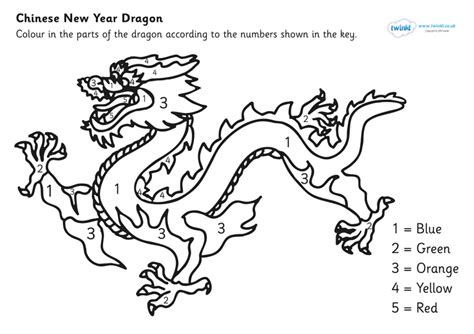 Chinese New Year Color By Number Sketch Coloring Page