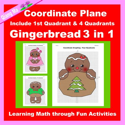 Christmas Coordinate Plane Graphing Picture Gingerbread Bundle 3 In 1