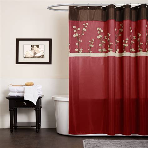 Lush Decor Cocoa Flower Red Shower Curtain Home Bed