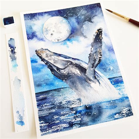 Whale Art Print Watercolor Whale Painting Whale Art Giclée Etsy