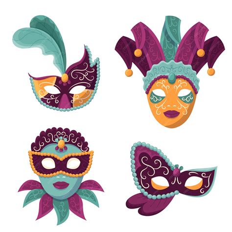 Free Vector 2d Venetian Carnival Masks