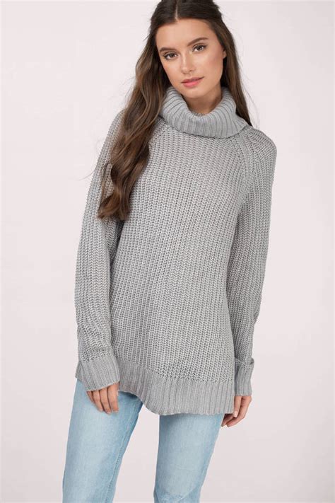 Light Grey Sweater Turtleneck Sweater A Line Sweater 14 Tobi Us