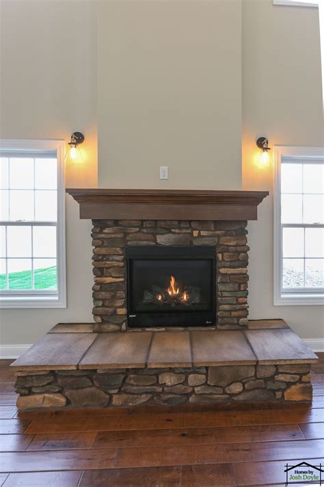 Custom Stone Fireplace With Mantle And Large Hearth Custom Homes