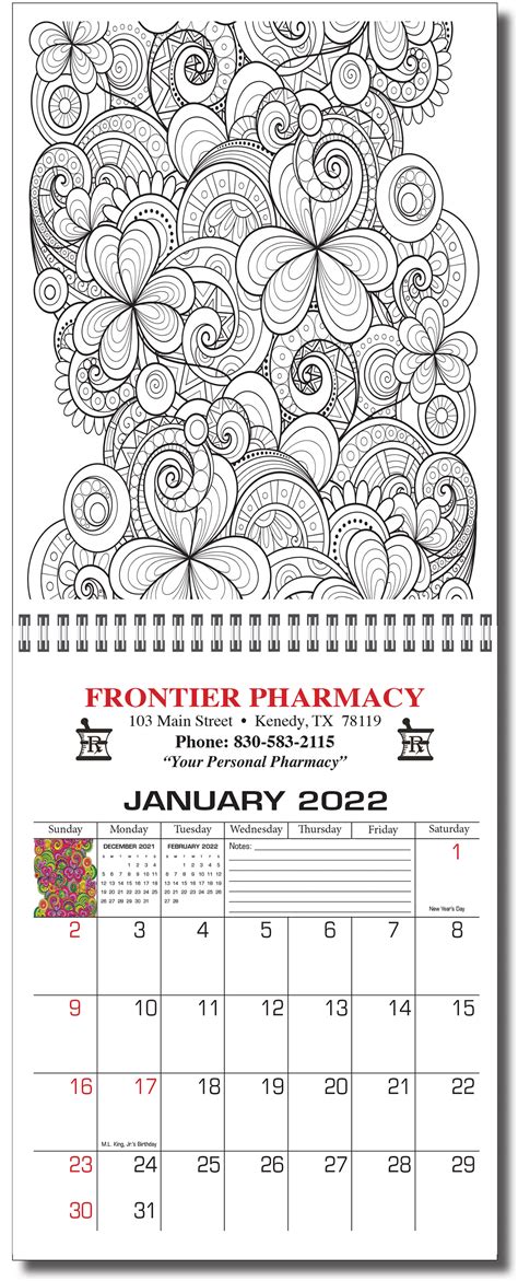 Printable Calendars Coloring Pages
