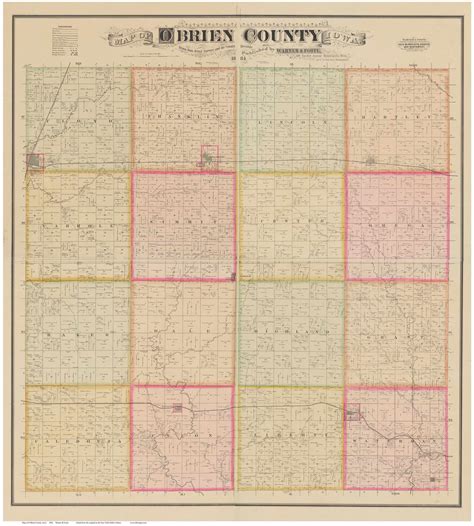 Obrien County Iowa 1884 Old Wall Map With Landowner Names Etsy