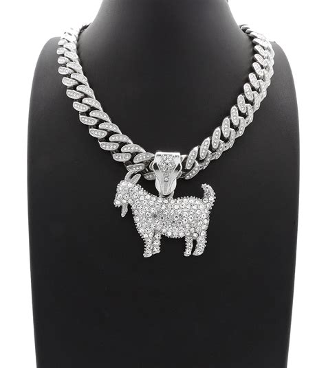Hip Hop Fashion Iced Out Goat Pendant W 12mm 20 Silver Tone Iced Out Free Nude Porn Photos