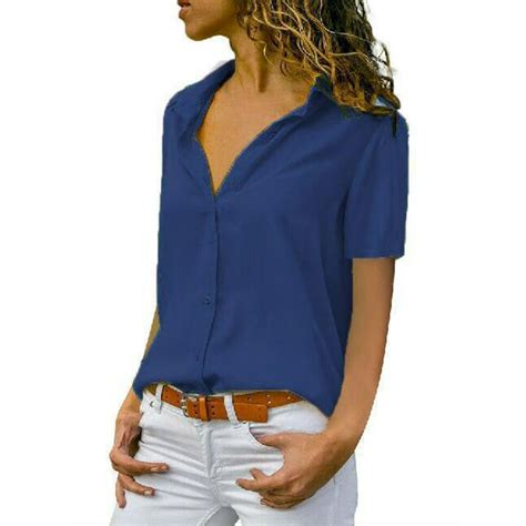 Ukap Summer Short Sleeve Button Up Shirts For Women Casual Plain