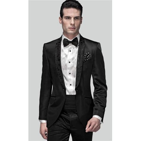 Handsome Mens Suits Groomsmen Shawl Lapel Groom Tuxedos One Button
