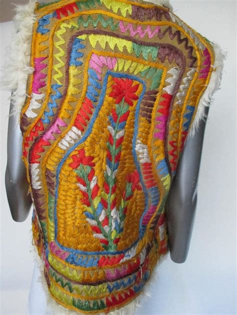 Rare Vintage Afghan Shearling Fur Embroidered Vest For Sale At 1stdibs