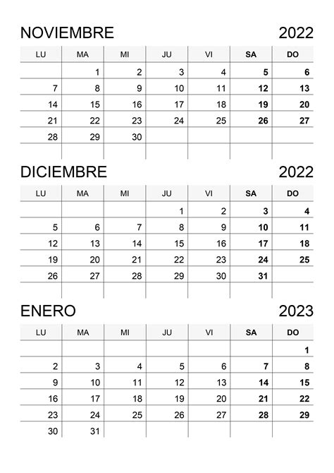 Calendario Noviembre Diciembre 2022 Y Enero 2023 Calendariossu