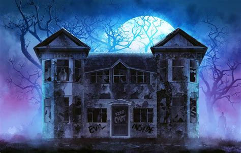Halloween Haunted House Backdrop Uk