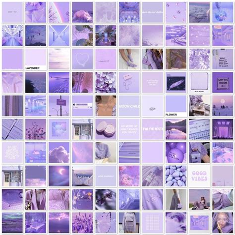 Light Purple Photo Collage Kit Purple Aesthetic Bedroom Dorm Decor