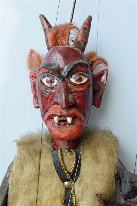 Antique Carved Czech Devil Puppet Lots Of Character Tarot Cards And