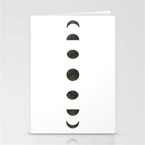 Moon Phases Art Print Black And White Stationery Cards By Peachandgold