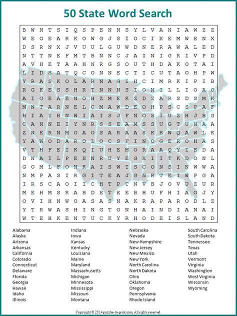 Please check your puzzle carefully to make sure all of your words are there. Free Printable Fifty State Word Search | Homeschool social ...