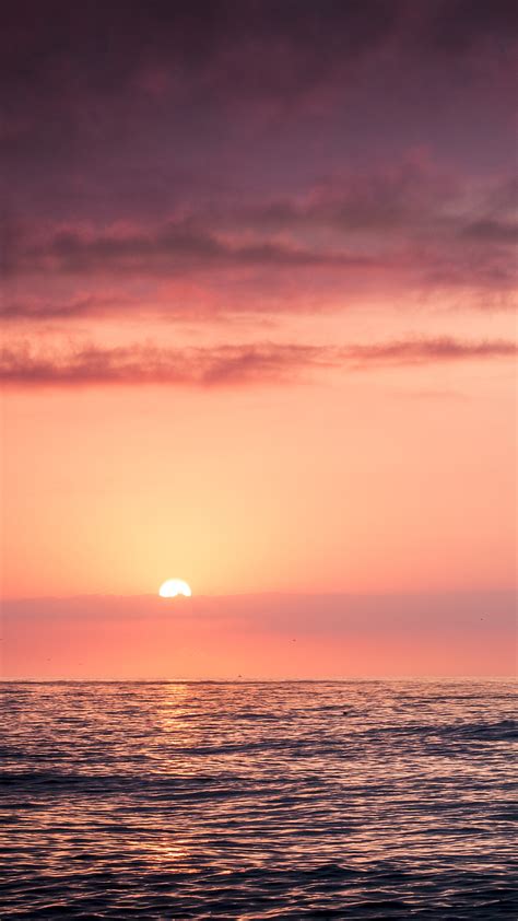Mx94 Sunset Sea Beach Sky Red