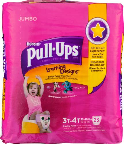 Huggies Pull Ups Learning Designs 3t 4t Girls Training Pants 22 Ct Bakers