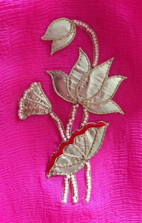 Lovely Lotus Work With Gota Patti Zardosi Embroidery Hand Work