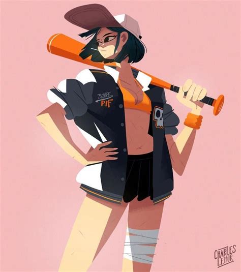 Baseball Girl 02 An Art Print By Charles Lemor Baseball Girls Baseball Bat Drawing