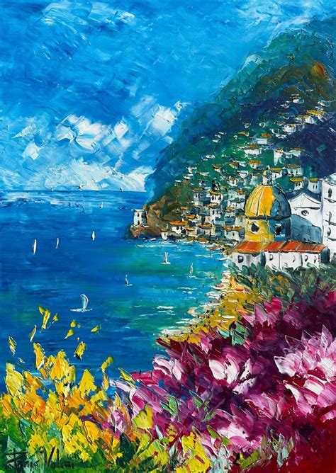 Positano Amalfi Coast Painting On Canvas Oil Painting T T