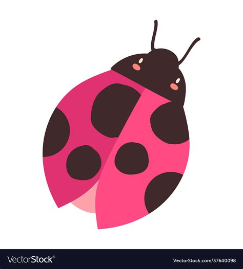 Cute Sticker Pink Ladybug On White Background Vector Image