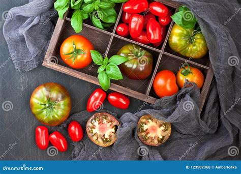 Fresh Colorful Delicious Tomatoes Stock Photo Image Of Board Crop