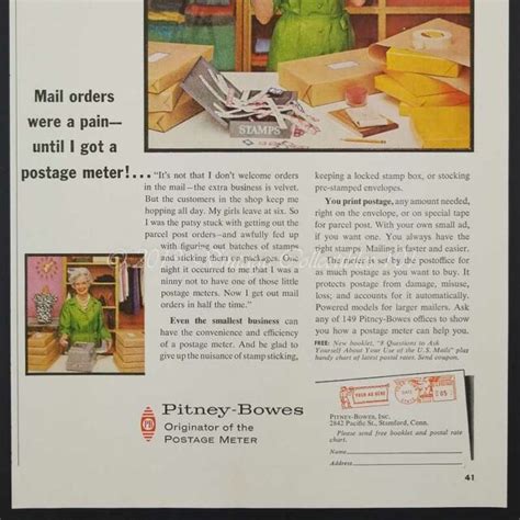 1963 Pitney Bowes Postage Meter Old Lady Licking Stamps Photo Art Decor
