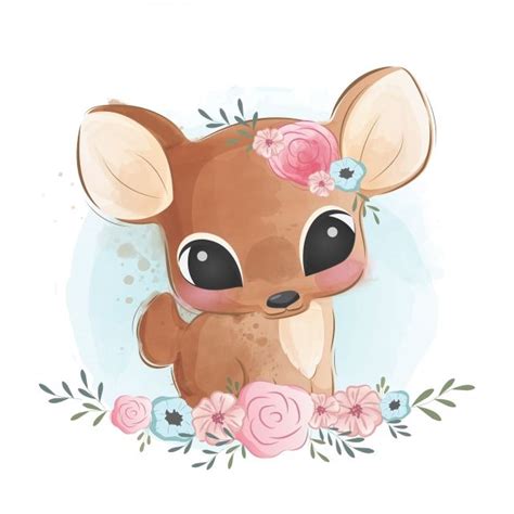 Cute Deer Sitting In Bushes Baby Animal Cute Png And Vector With
