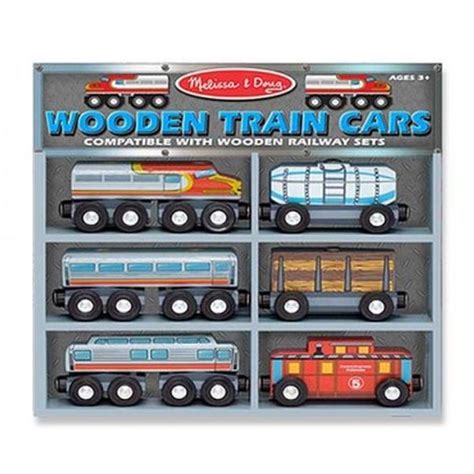 Melissa And Doug Wooden Railway 6pc Train Cars Set At Toystop