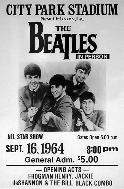 Poster For The Beatles In New Orleans 16 September 1964 The Beatles