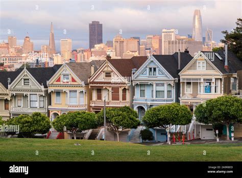 View Of The Painted Ladies Victorian Row Houses With The San Francisco