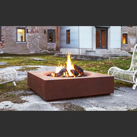 Caldera Cor Ten™ Steel Modern Outdoor Firepit Paloform Wood Fire