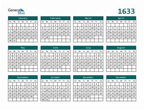 Free 1633 Calendars In Pdf Word Excel