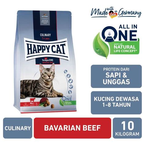 Jual Happy Cat Adult Culinary Bavarian Beef 10kg Cat Dry Food Makanan