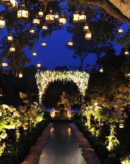 Enchanted Garden Night Wedding With Hanging Lanterns Wedding Ceremony