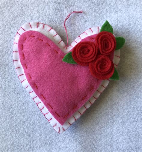 Valentines Felt Heart Ornament Valentines Day Ready To Ship E