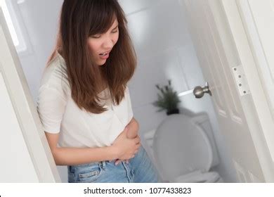 Woman Diarrhea Symptom Sick Woman Suffering Stock Photo