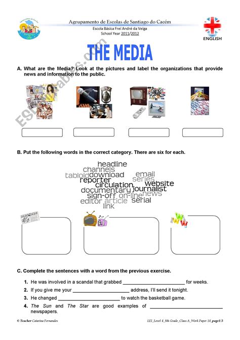 The Media Esl Worksheet By Kat23