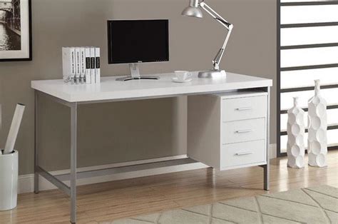 Modern Computer Desk White Wood For Home Office Workstation Minimalist Desk Design Ideas