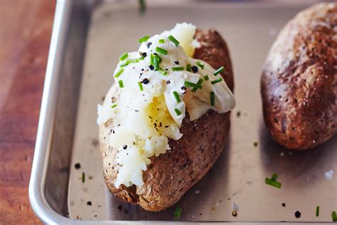 Russet potatoes make the best baked potatoes because of their thick skin and starchy how long to bake potatoes in the oven. Baked Potato Recipe - Three Easy Methods | Kitchn