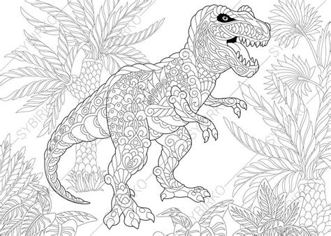 Printable dinosaur coloring pages for adults. Tyrannosaurus Dinosaur. T rex. Dino Coloring Pages. Animal ...