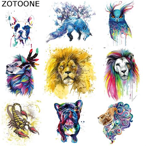 Zotoone Iron On Patches Watercolor Lion Animal Patches For Clothing
