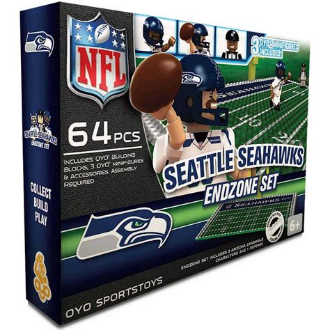 Oyo Sports 64 Piece Nfl End Zone Building Block Set Seattle Seahawks