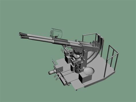 Bofors 40mm Twin Anti Aircraft Gun Wwii 3d Model Max Obj 3ds Fbx